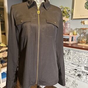 Michael Kors Black Zip-Up Blouse
